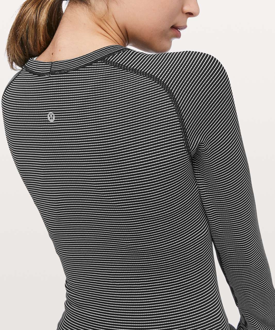 Lululemon Swiftly Tech Long Sleeve Crew - White / White / Black (Striped)