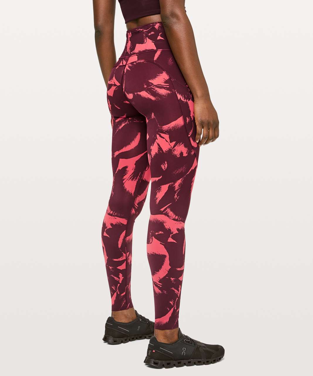 Lululemon Fast & Free Full Length Tight *Non-Reflective 28" - Flower Pop Poppy Coral Deep Ruby