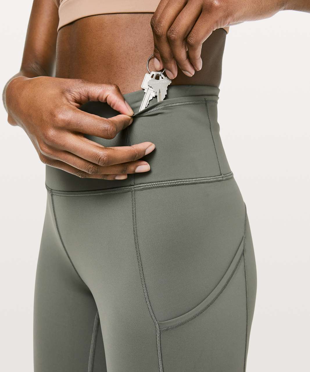 Lululemon Get Centred High Rise Tight 25 - Grey Sage - lulu fanatics