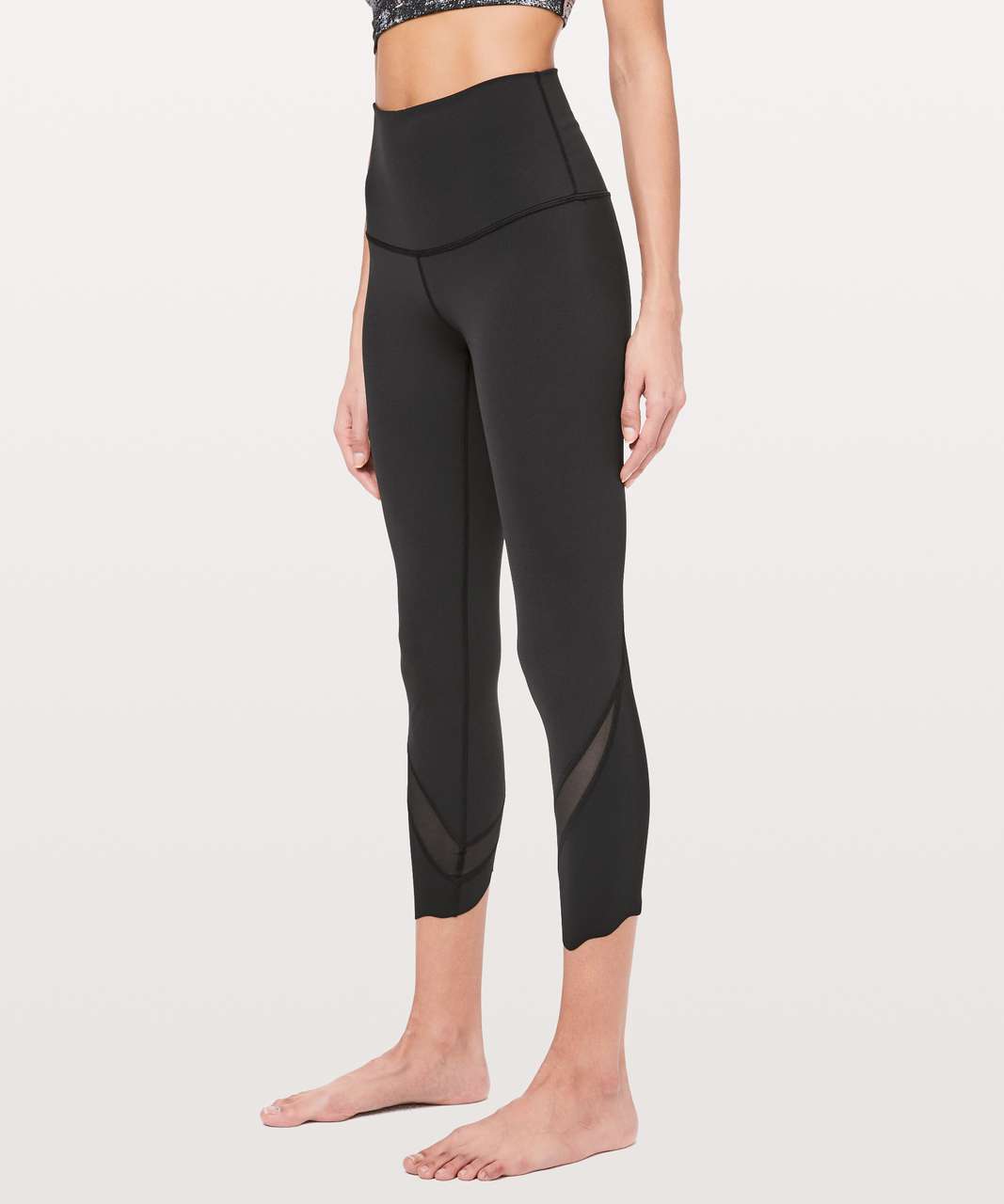 Lululemon Wunder Under Crop II *Roll Down Scallop Full-On Luxtreme 24" - Black (First Release)