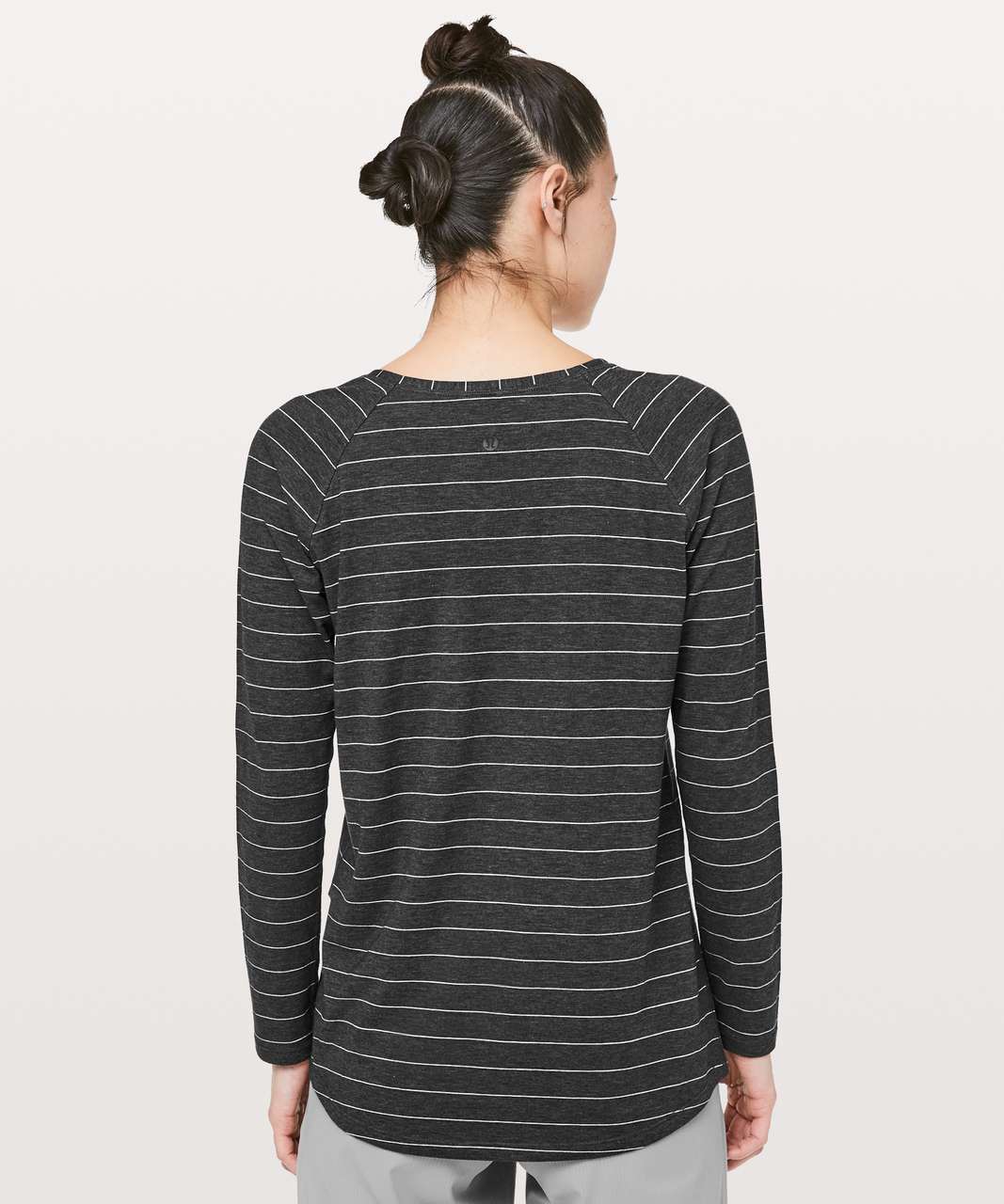 Lululemon Emerald Long Sleeve - Short Serve Stripe Heathered Black White