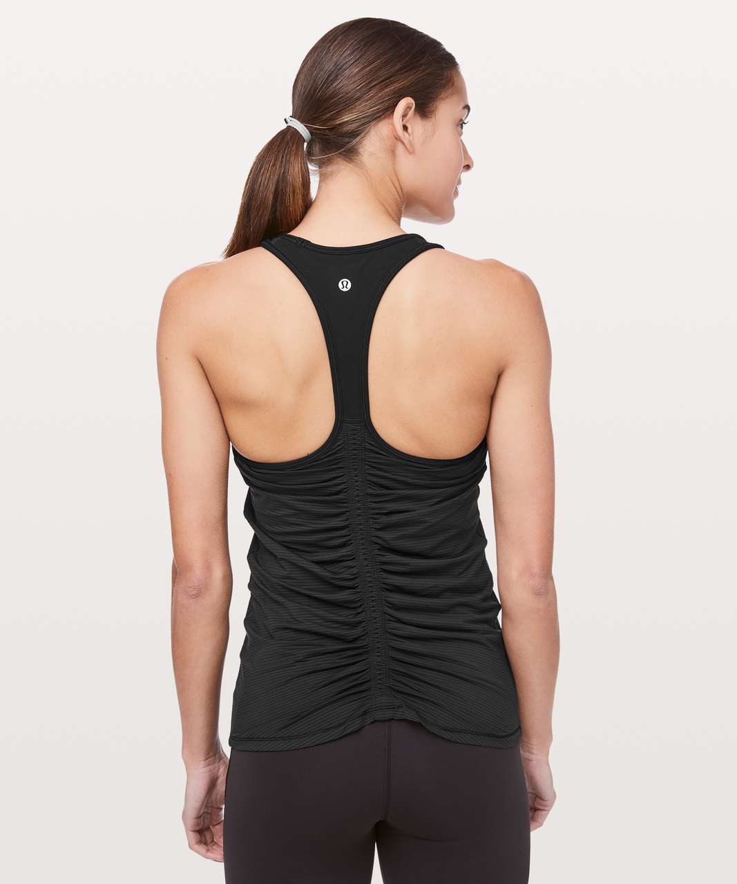 Lululemon Black Long Tank Top Built-in-Bra Ruched Stretch Women’s Size 8