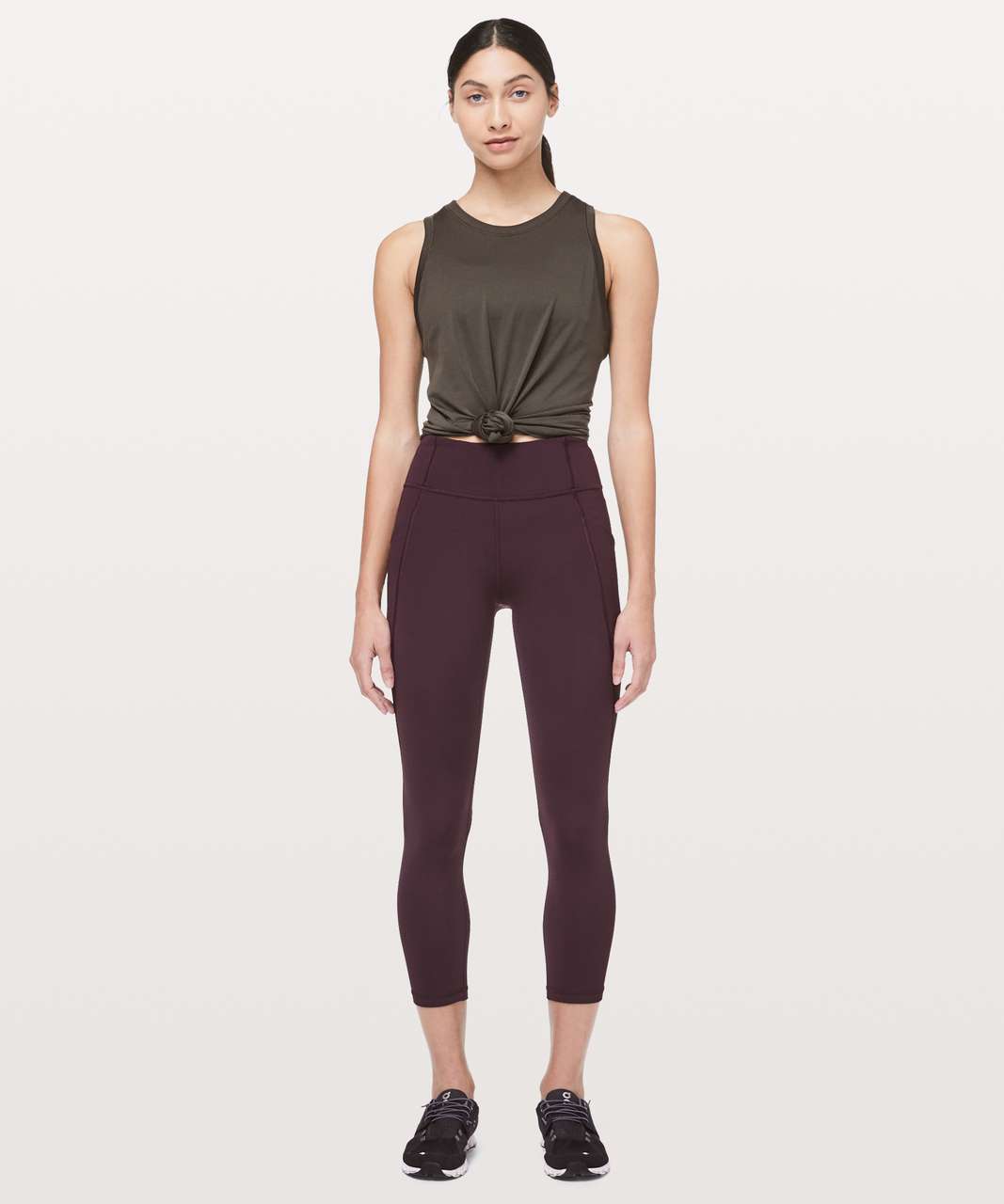 Lululemon Time To Sweat Crop 23 in Dark Olive Size 4 W6AWSS