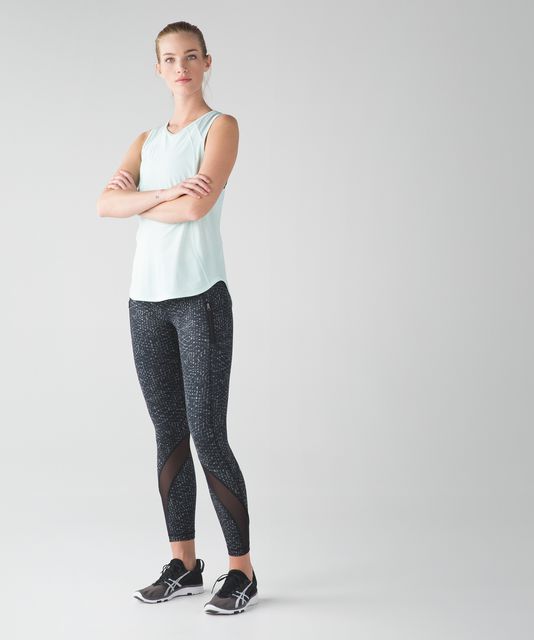 Lululemon Inspire Tight II Full-On Luxtreme Leggings With Mesh Panel Pebble  Print Parfait Pink Alberta Lake/Black Polyester Women's Size 12