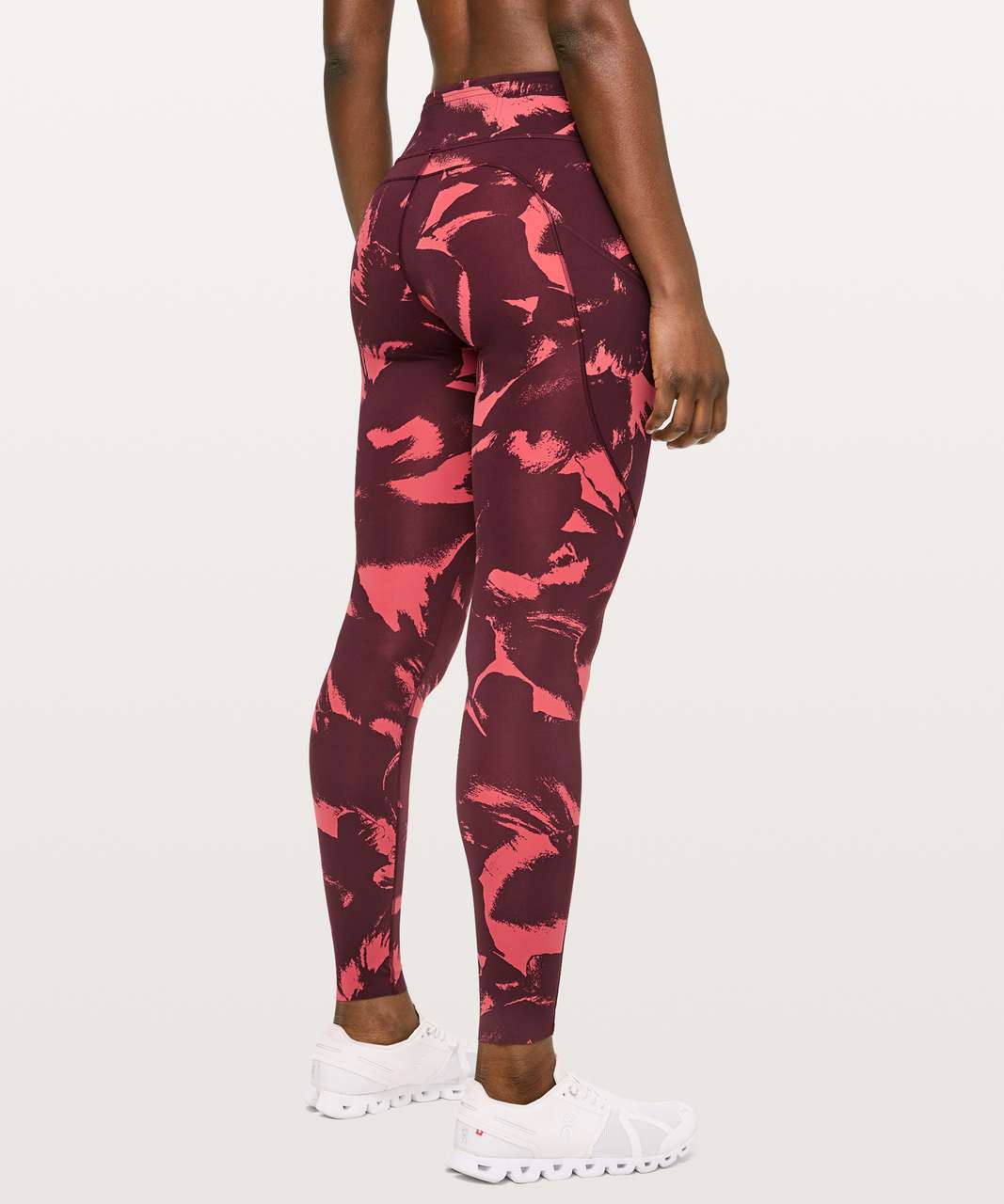 Lululemon Fast & Free Full Length Tight *Mid-Rise Non-Reflective 28" - Flower Pop Poppy Coral Deep Ruby