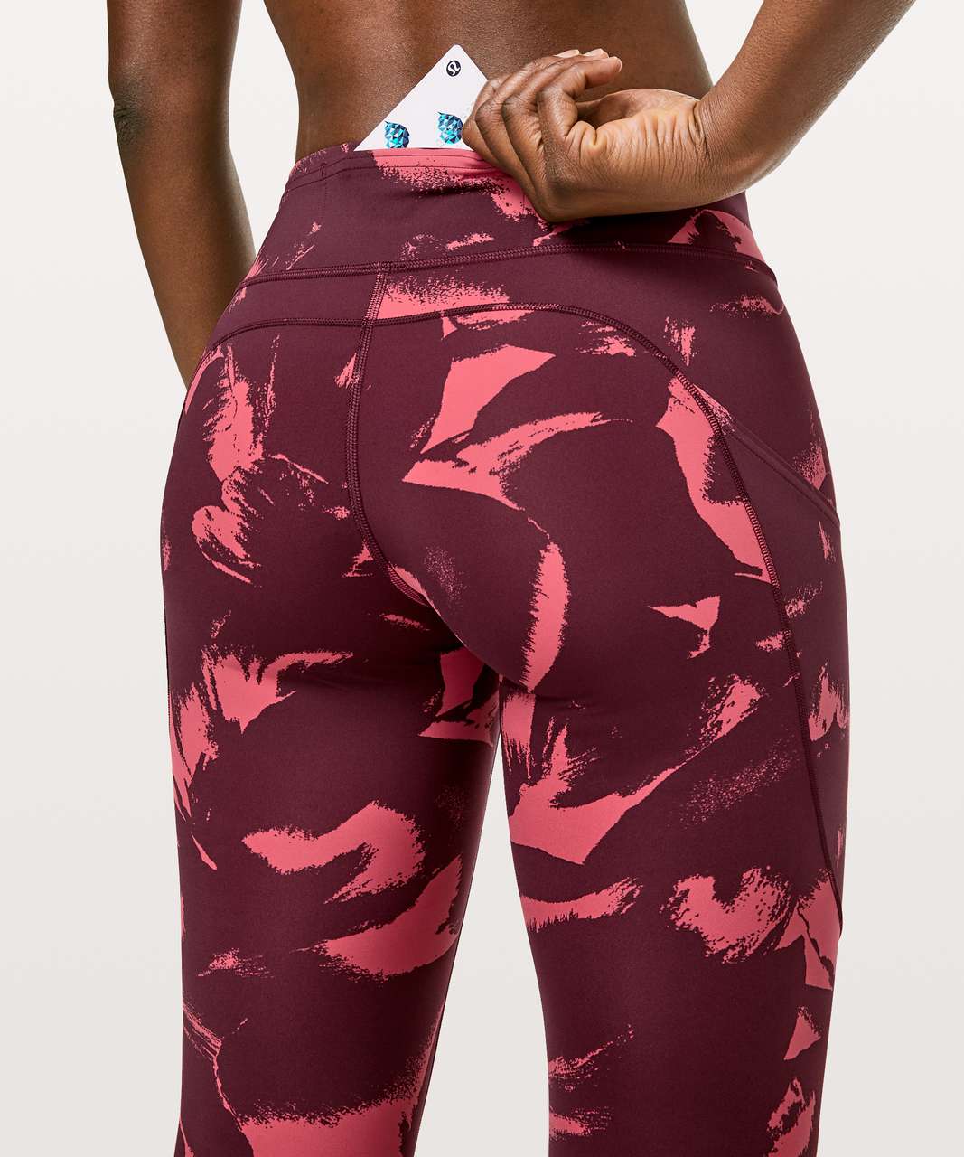 Lululemon Fast & Free Full Length Tight *Mid-Rise Non-Reflective 28 -  Flower Pop Poppy Coral Deep Ruby - lulu fanatics