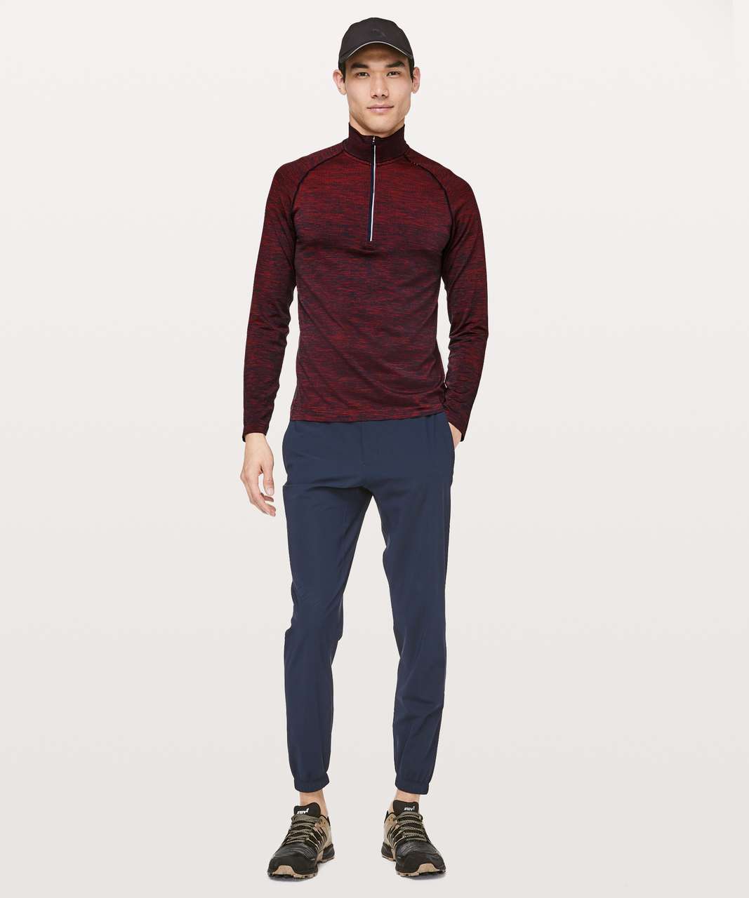 Lululemon Metal Vent Tech 1/2 Zip - Spicy Red / True Navy