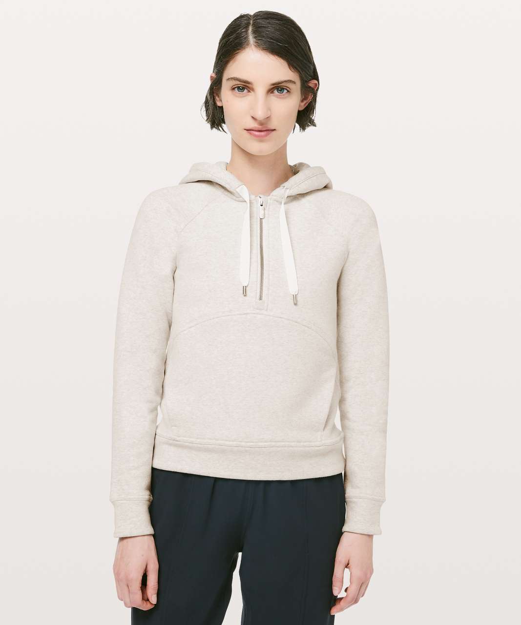 Lululemon At Ease Hoodie - Heathered Light Ivory / White - lulu fanatics