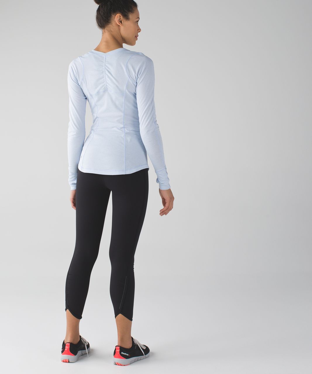 Lululemon 4 Real Quick Tight, 7/8 leggings, Miss Mosaic White/ Posey Black