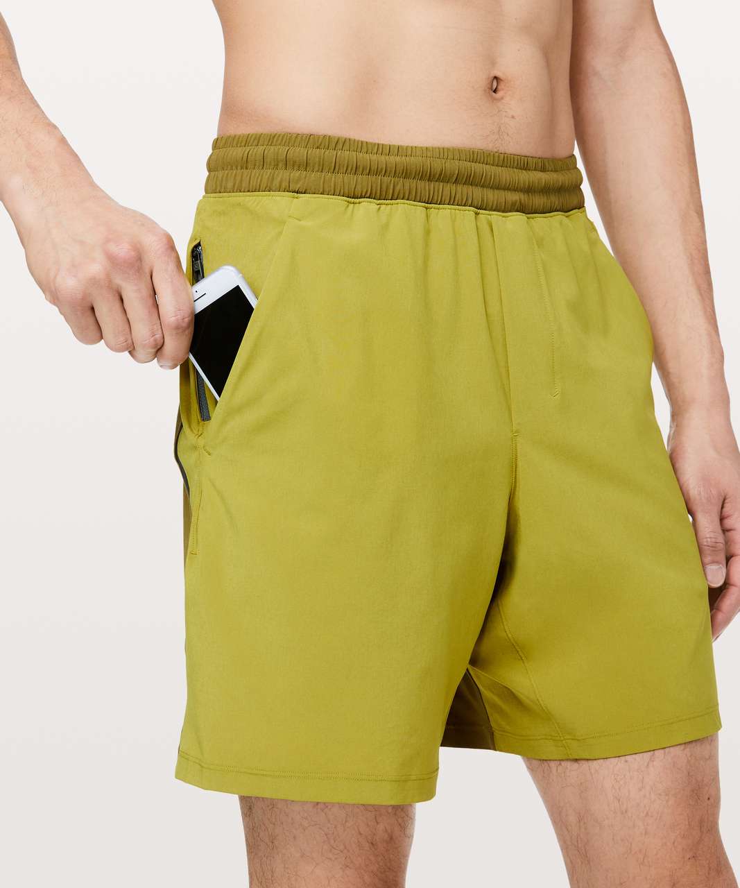 Lululemon Pace Breaker Short 7 *Linerless - Golden Lime / Mossy