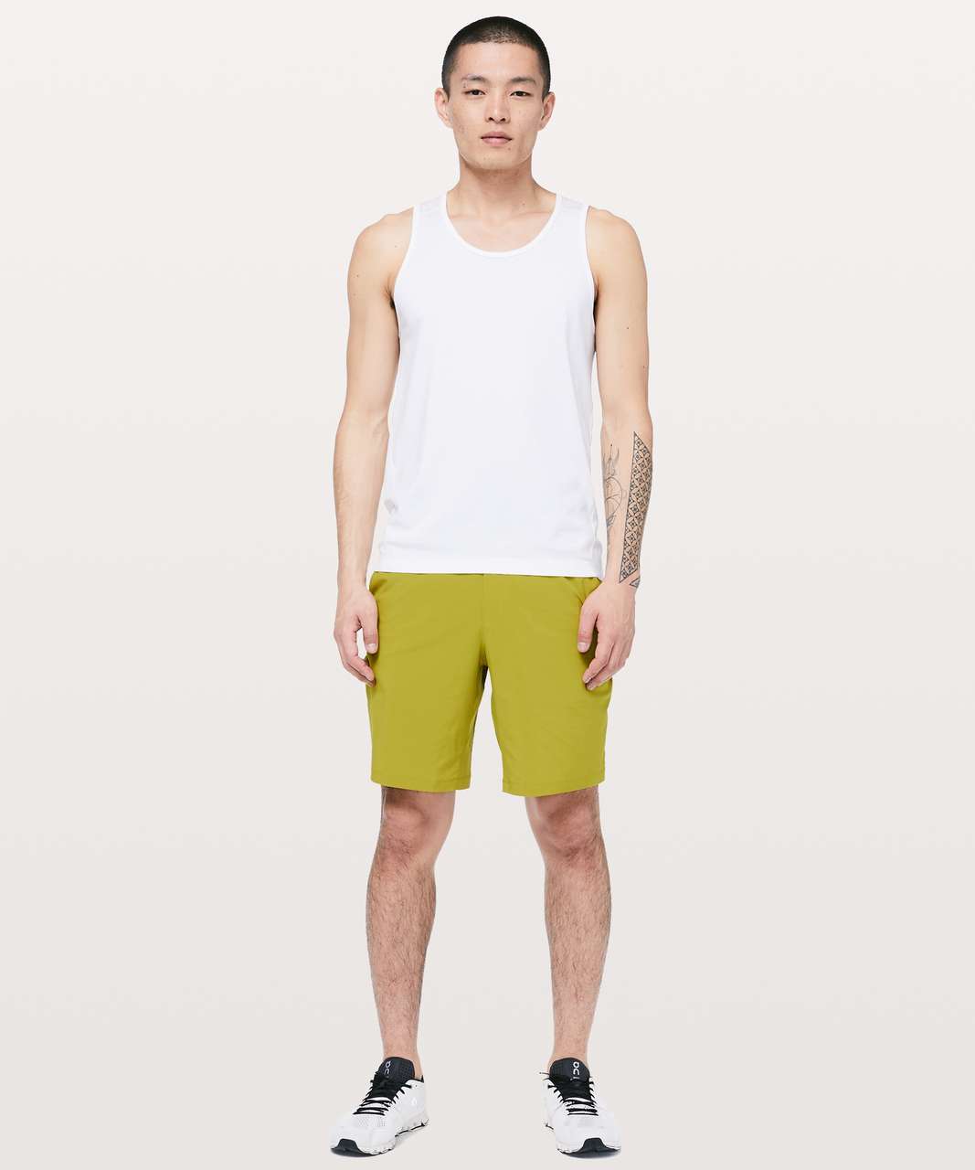 Lululemon Pace Breaker Short 9 *Linerless - Golden Lime / Mossy / Grey  Sage - lulu fanatics