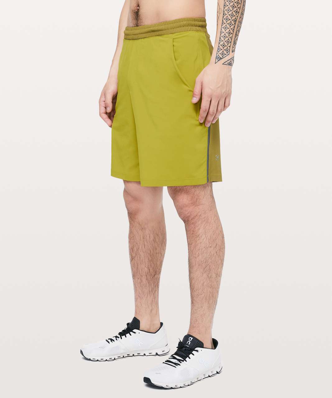 Lululemon Pace Breaker Short 9" *Linerless - Golden Lime / Mossy / Grey Sage