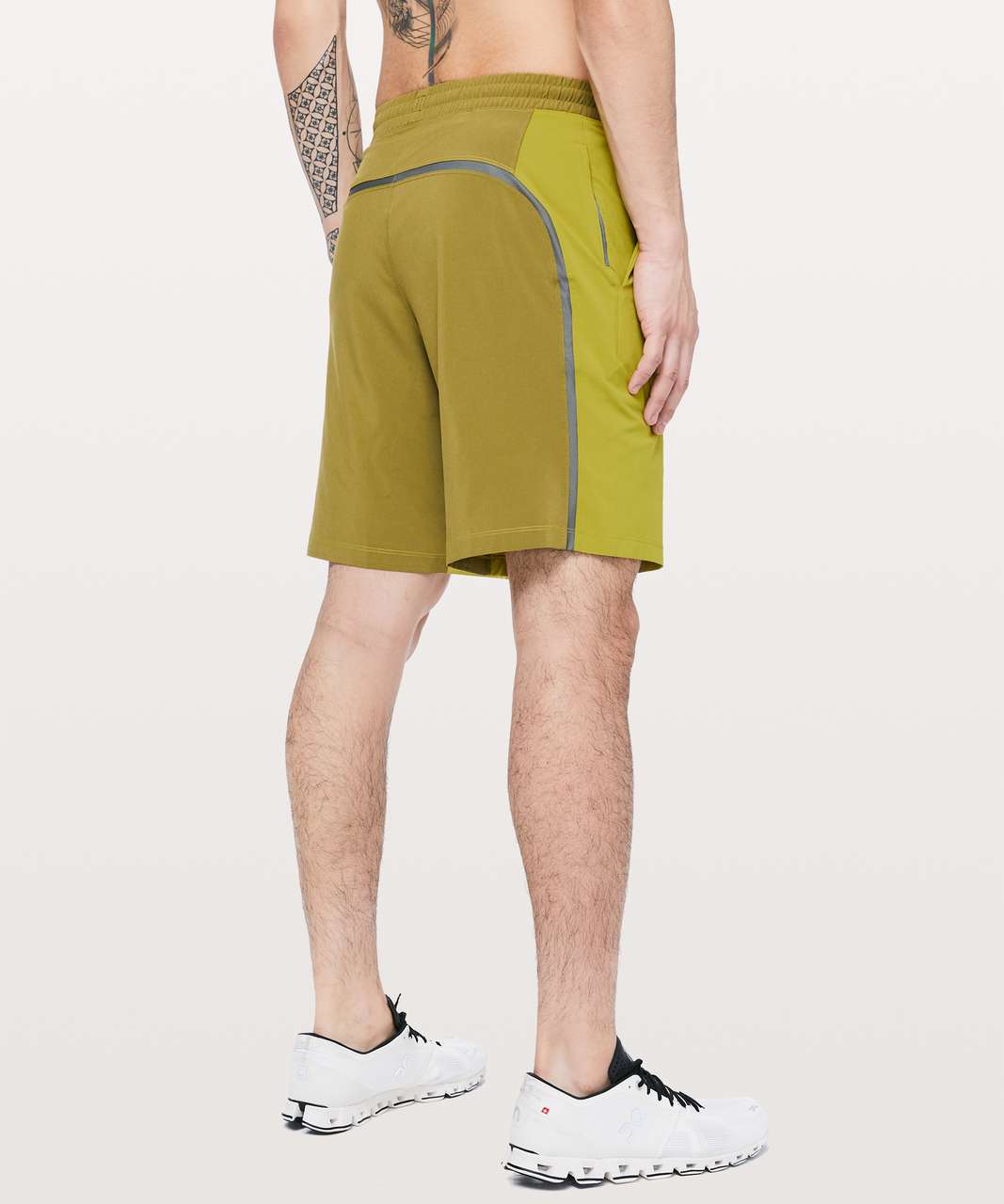 Lululemon Pace Breaker Short 9" *Linerless - Golden Lime / Mossy / Grey Sage