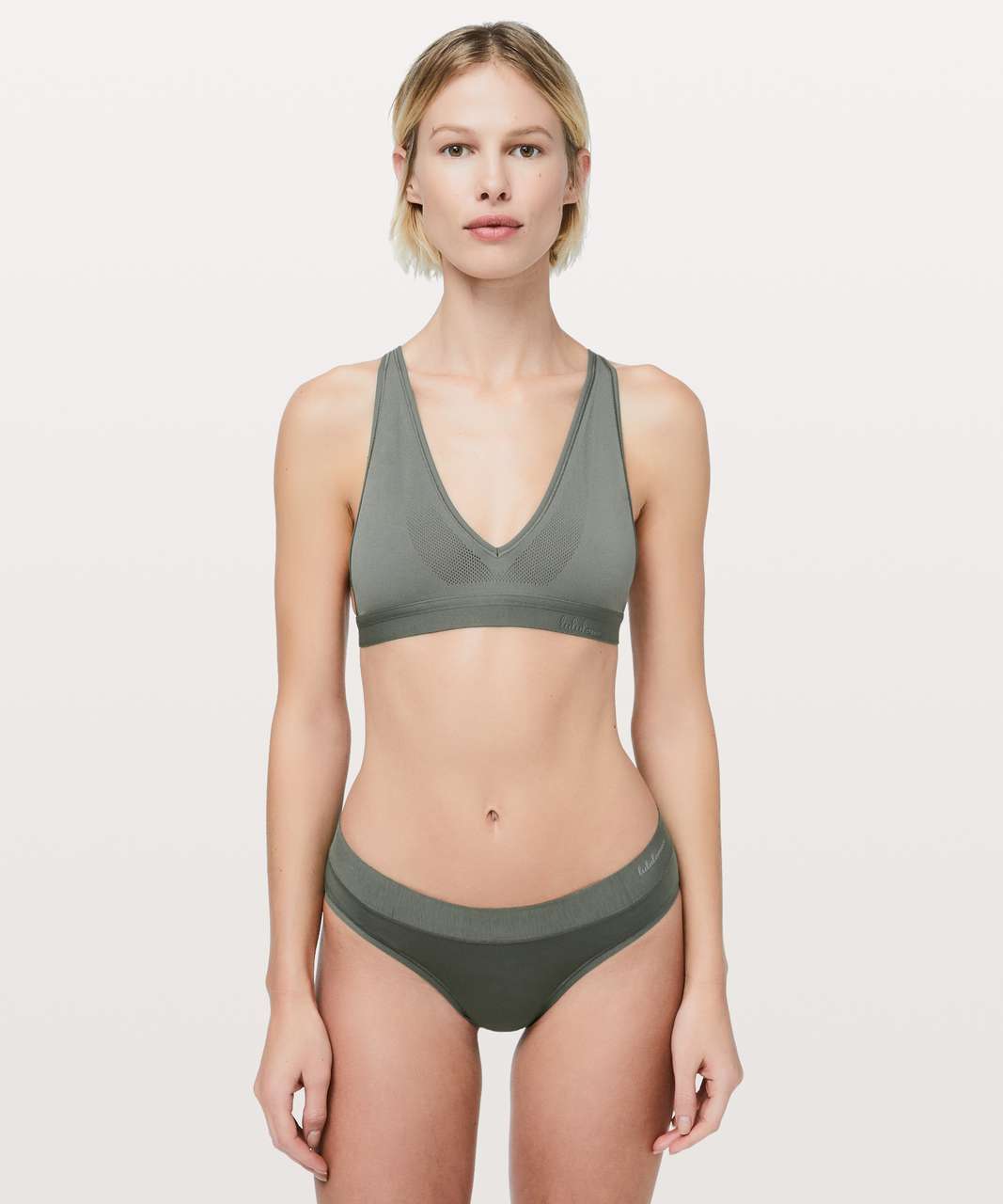 Lululemon A Little Bit Closer Bralette - Grey Sage - lulu fanatics