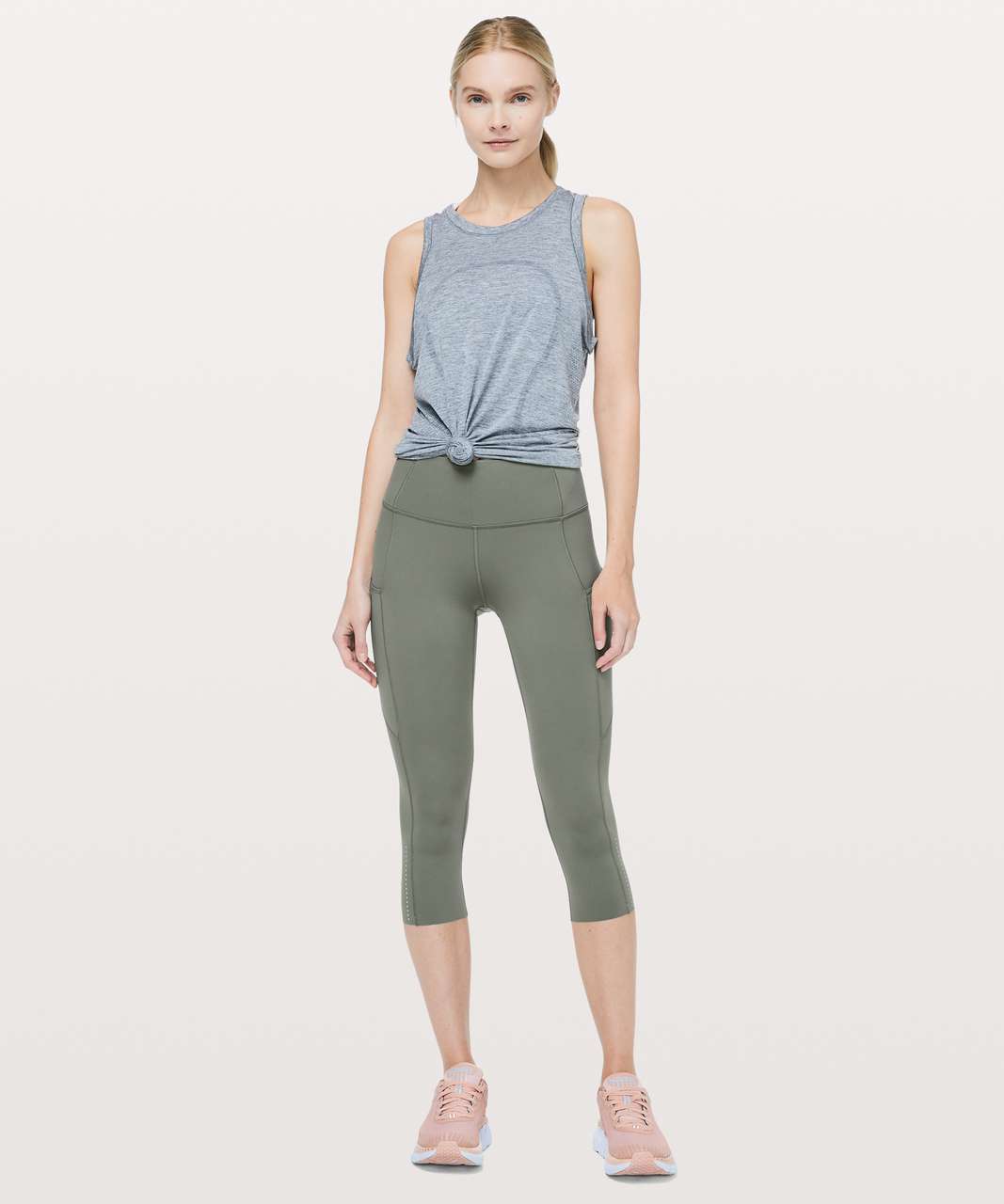 Today's WFH outfit feat. cat. Align jogger in grey sage with Free People's  Brami crop top in grey : r/lululemon