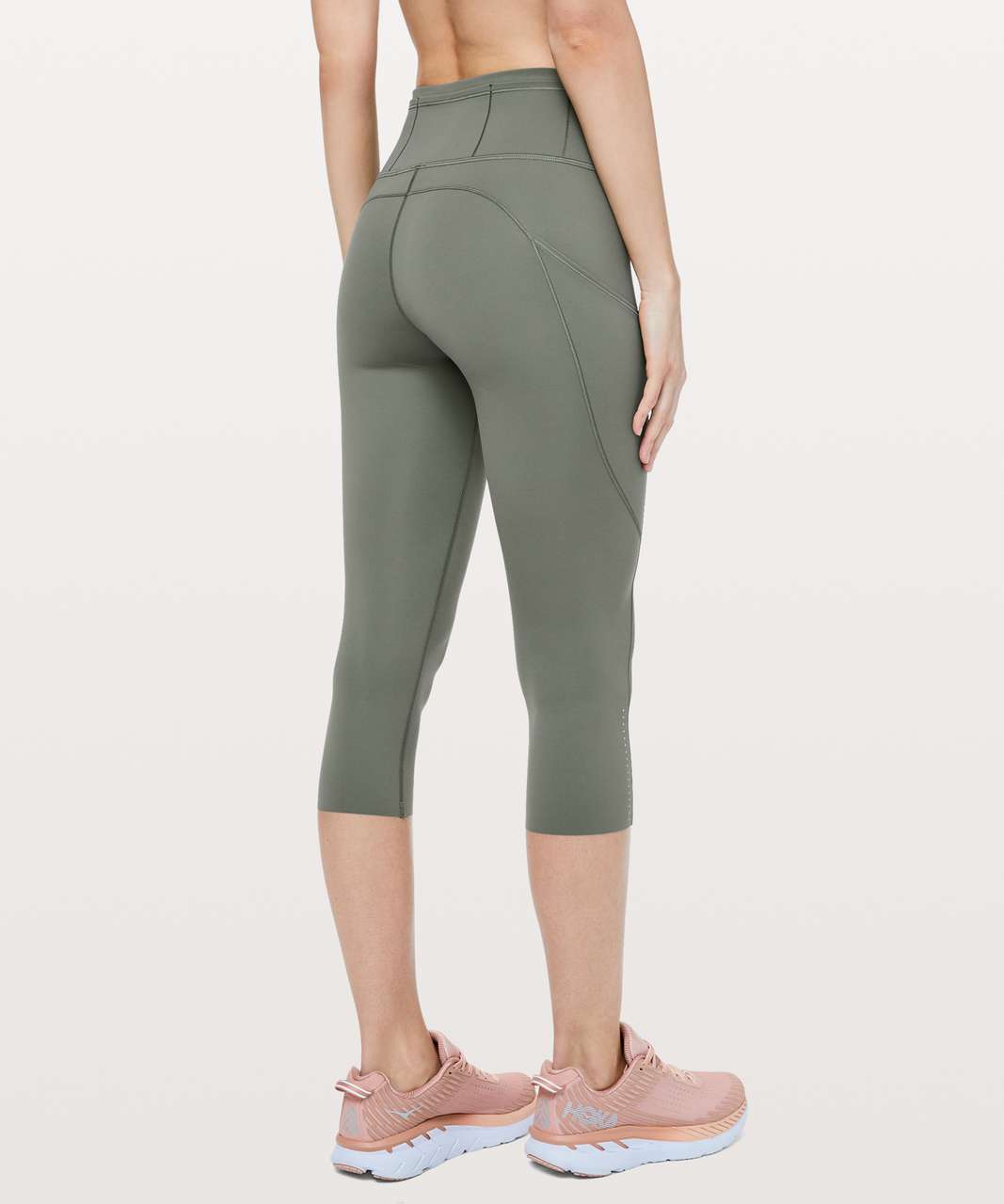 Lululemon 6 Fast Free Side Pocket Gray/Green/White Print Leggings