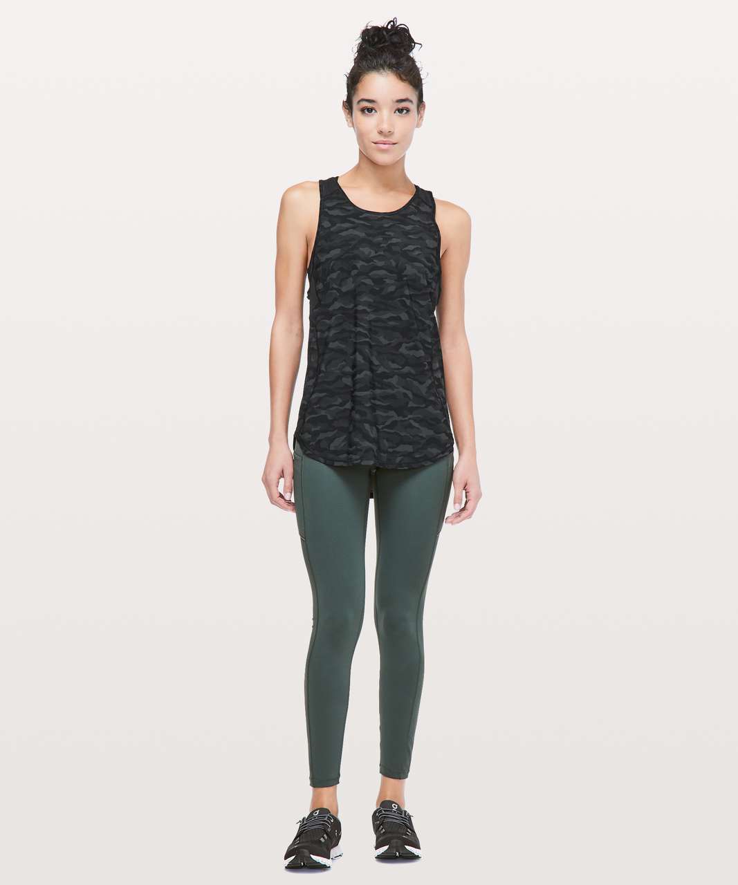 Lululemon Sculpt Tank II - Sequoia Camo Print Deep Coal Black / Black