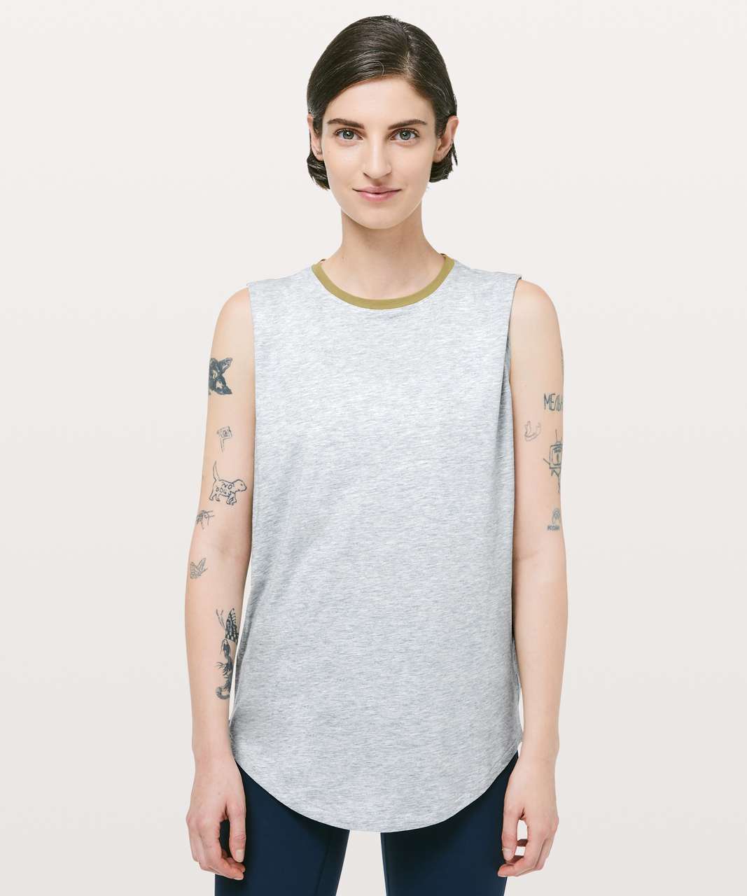 Lululemon Brunswick Muscle Tank - Heathered Core Light Grey / Golden Lime