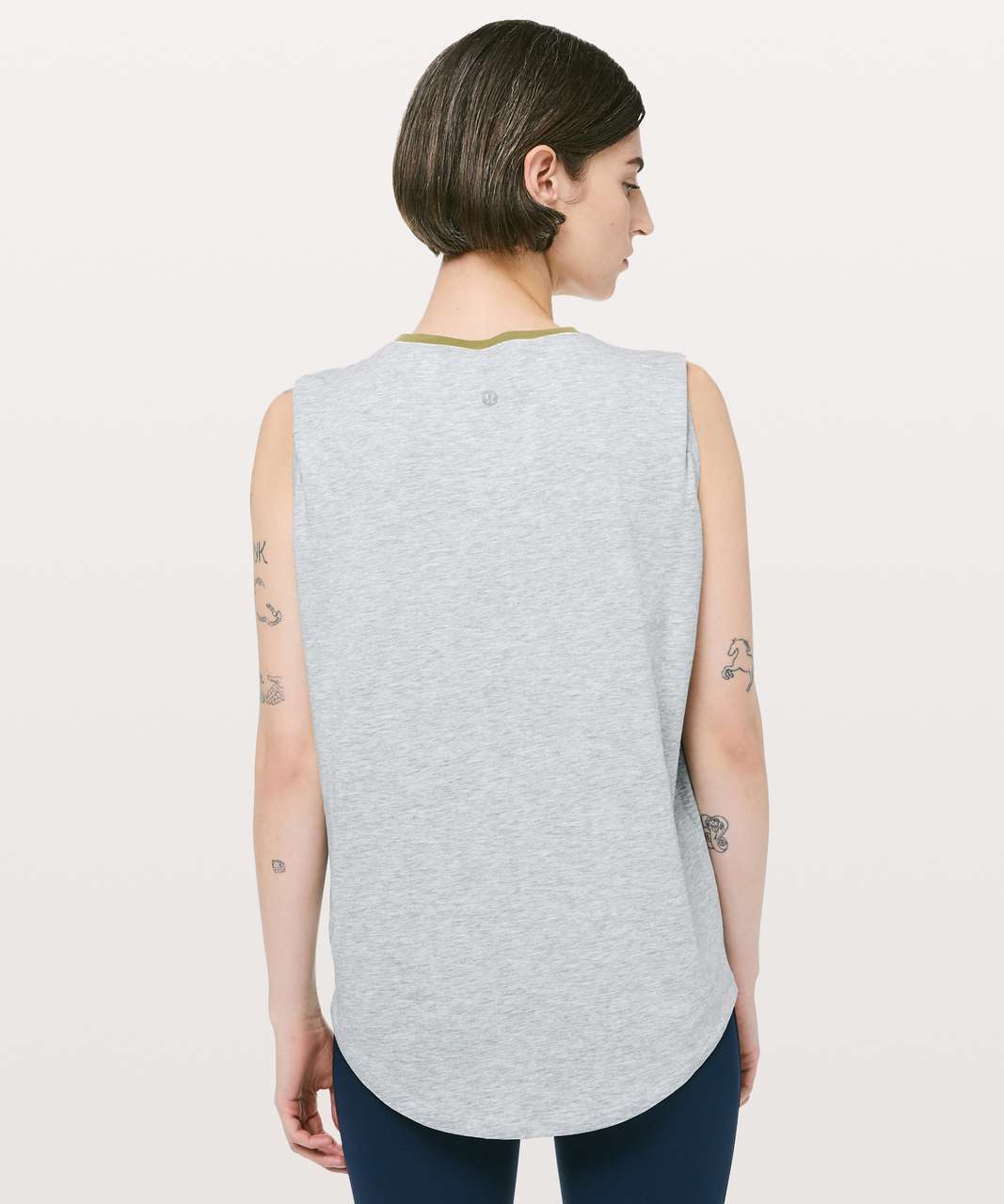 Lululemon Brunswick Muscle Tank - Heathered Core Light Grey / Golden Lime