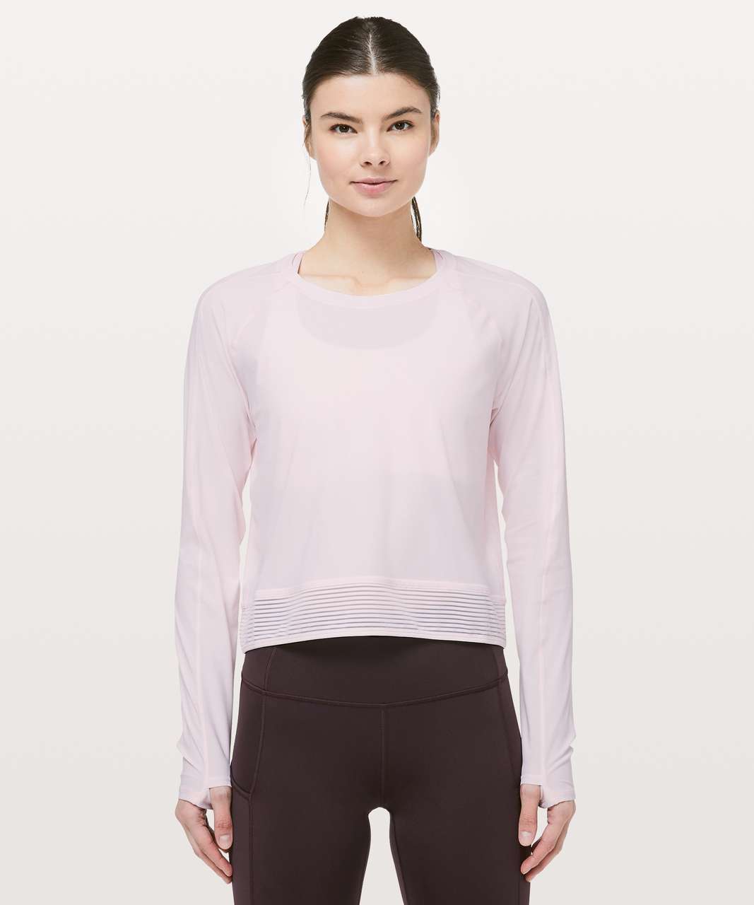 Lululemon Stripe In Stride Long Sleeve - Pink Glow - lulu fanatics