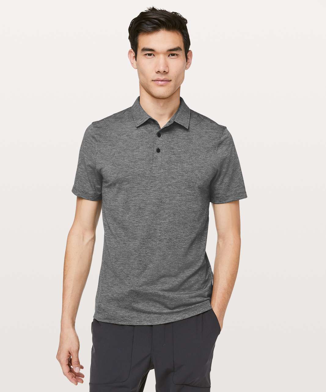 Lululemon Evolution Polo - Heathered Black (First Release) - lulu fanatics