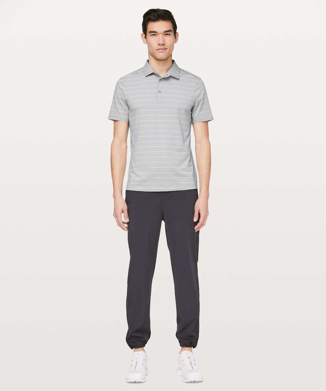 Lululemon Evolution Polo - Lookout Stripe Heathered Sea Salt Heathered Nimbus