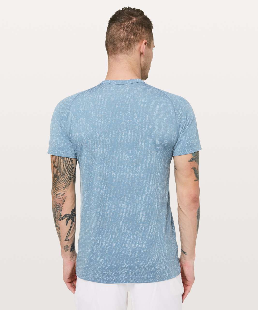 Lululemon Metal Vent Tech Short Sleeve Henley - Utility Blue / White