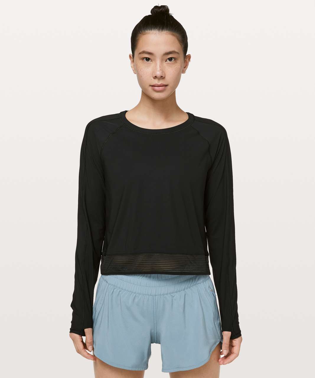 Lululemon Stripe In Stride Long Sleeve - Black - lulu fanatics