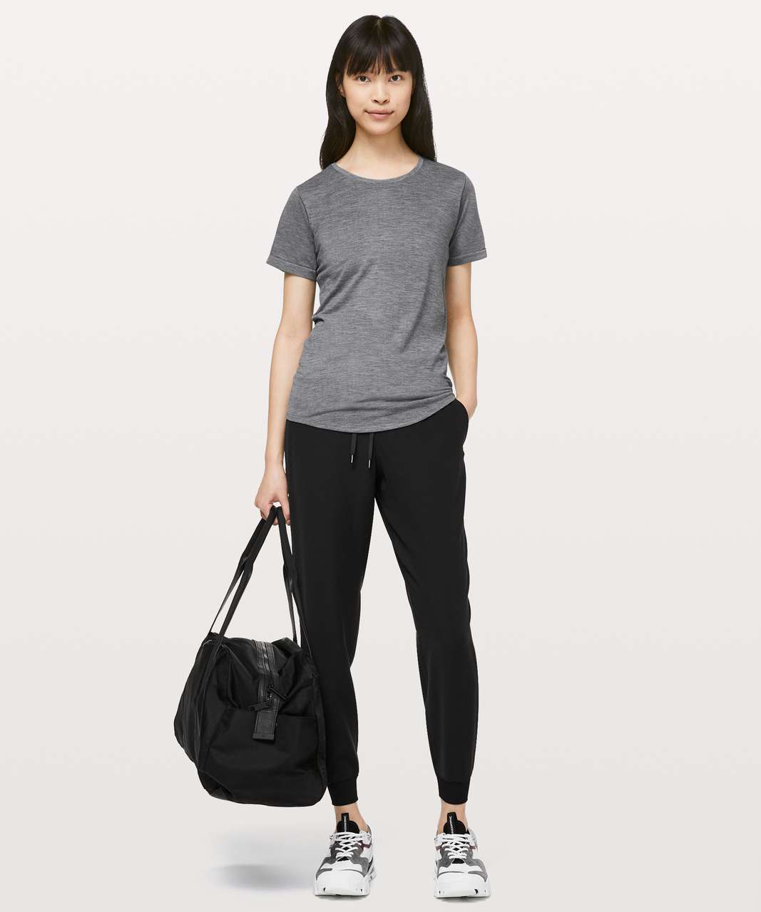 Lululemon Aerial Silk Relaxed Tee - Black / White