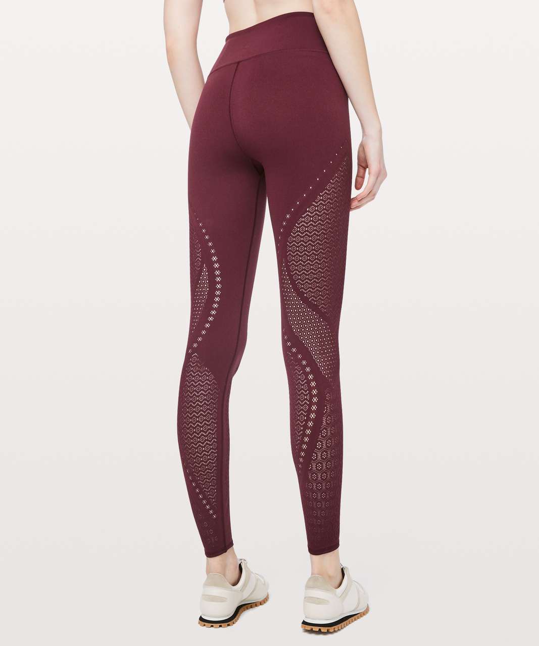 Lululemon Reveal Tight Interconnect *25.5 Ruby Red Perforated Yoga Pant 8  RARE