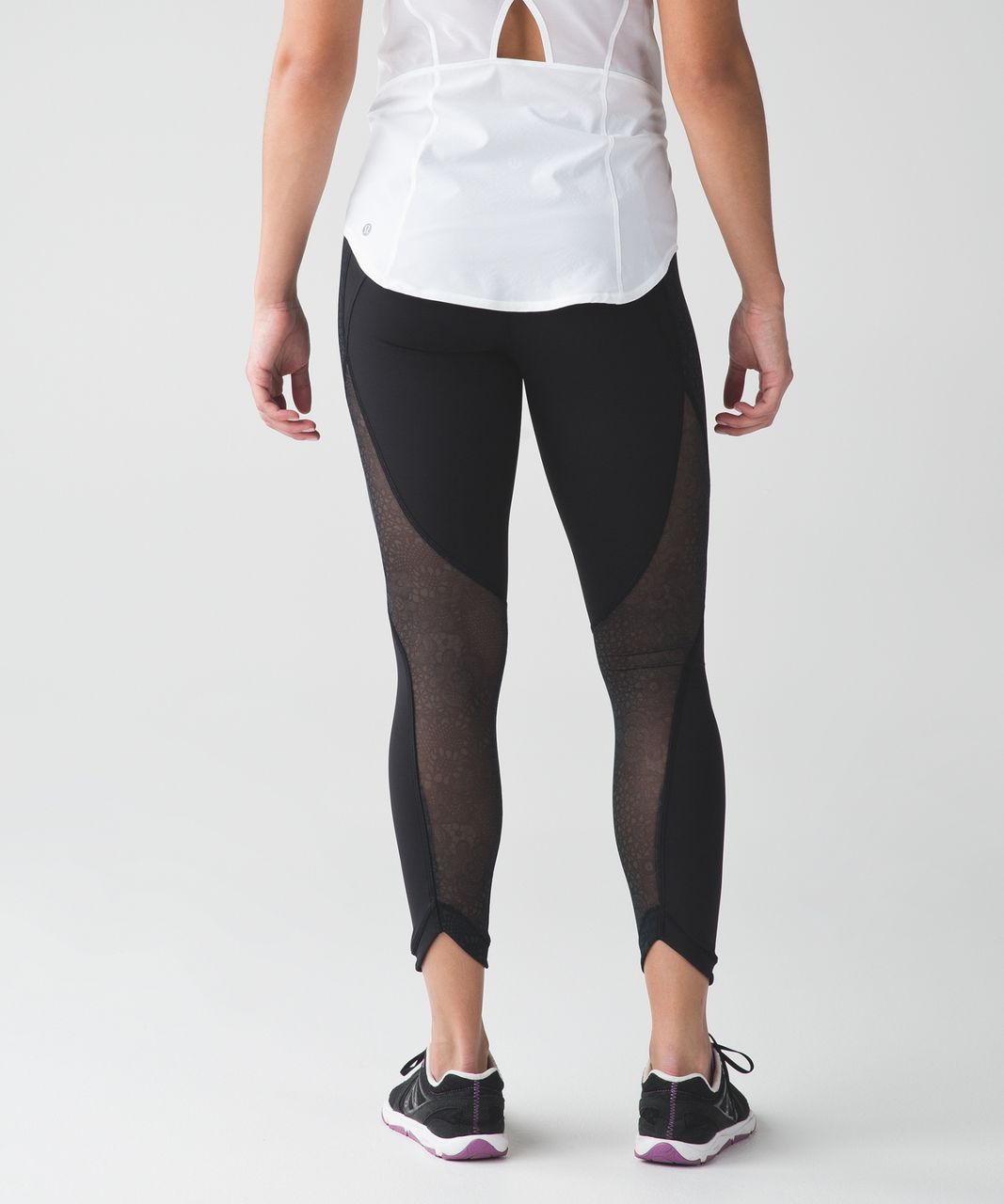 Lululemon Run With The Sun Tight - Black / Pretty Lace Deep Coal Black