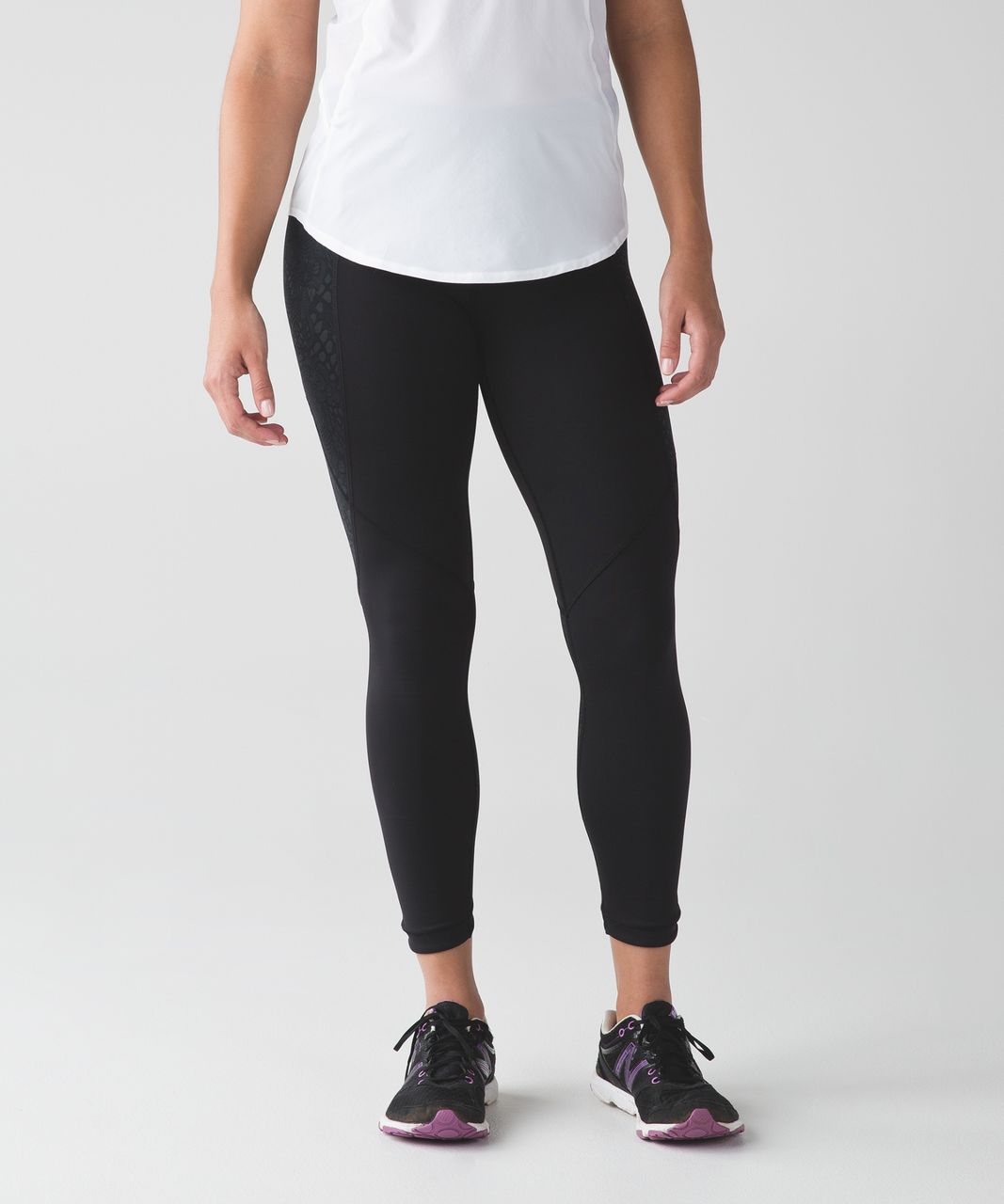 Lululemon Run With The Sun Tight - Black / Pretty Lace Deep Coal Black