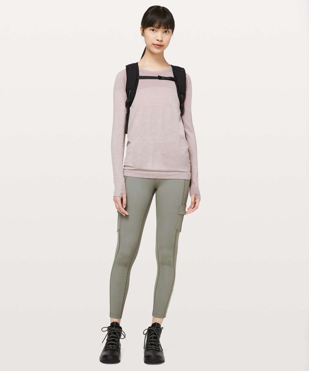 Lululemon Aerial Silk Long Sleeve - Spanish Oak / White