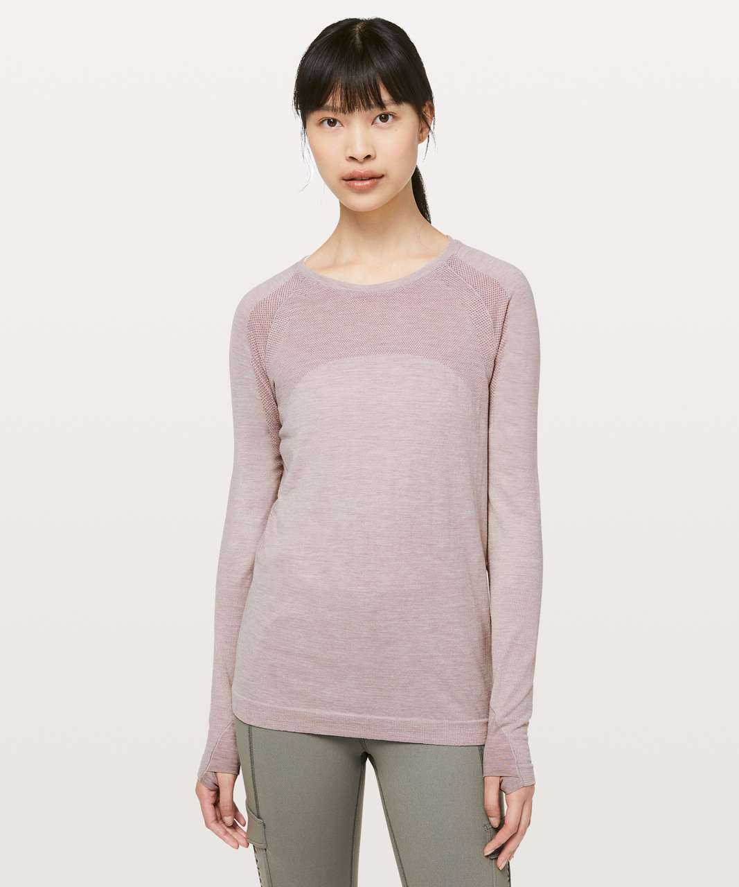 Lululemon Aerial Silk Long Sleeve - Spanish Oak / White