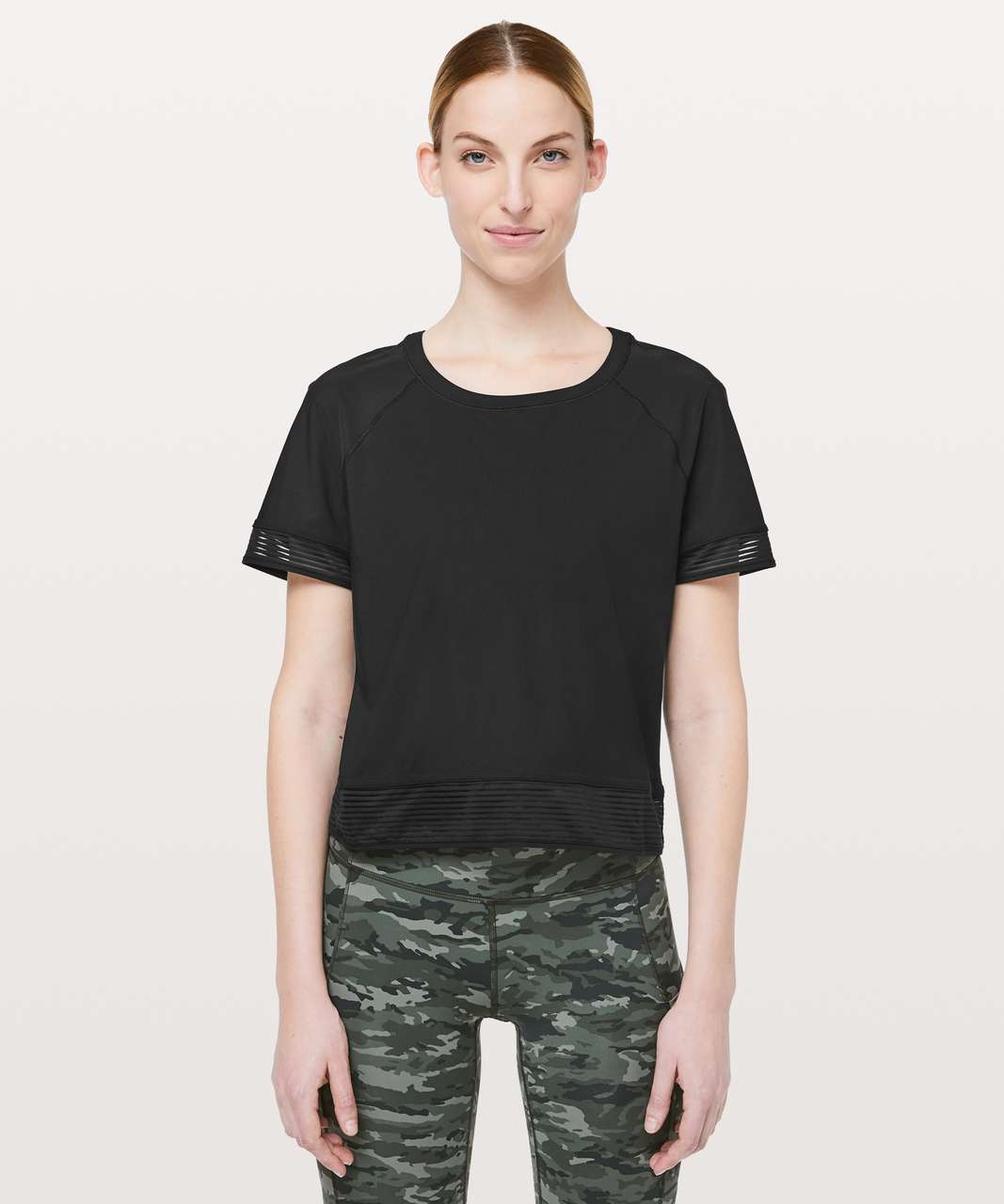 Lululemon Stripe In Stride Short Sleeve - Black - lulu fanatics