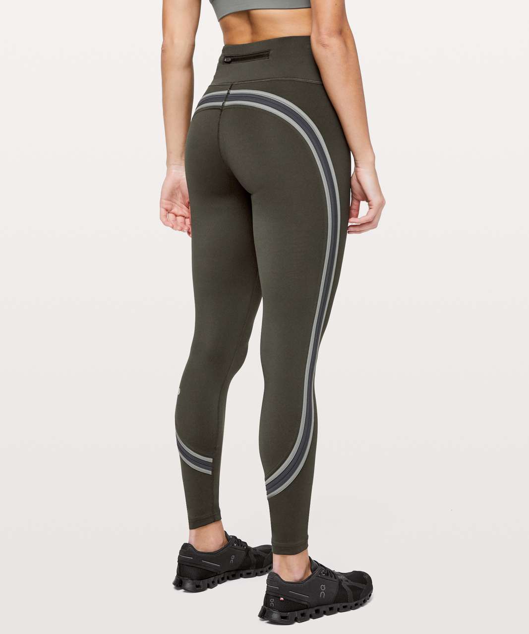 Lululemon Run Crew Tight *28 - Dark Olive / Obsidian / Grey Sage