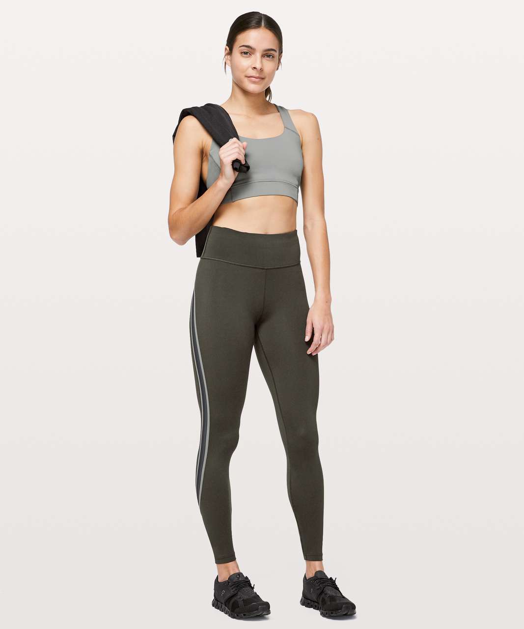 Lululemon Run Crew Tight *28" - Dark Olive / Obsidian / Grey Sage