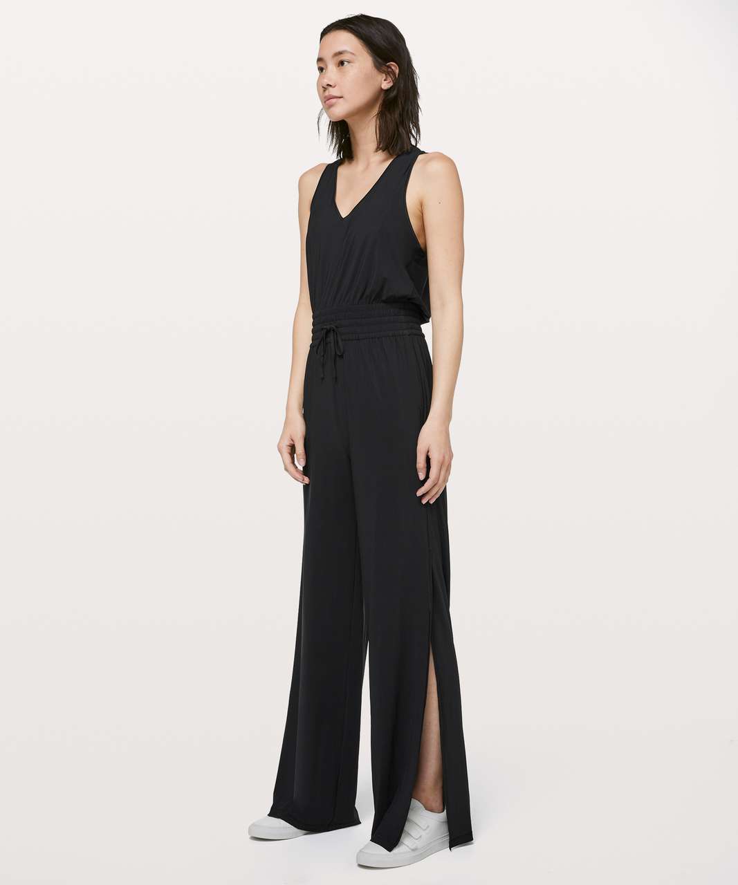 River Island plunge wide leg beach jumpsuit in black | ASOS