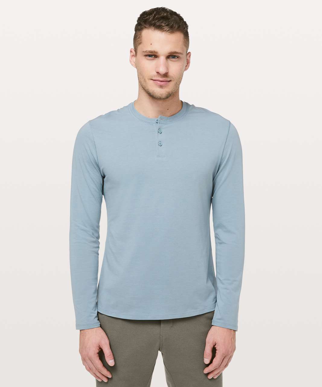 Lululemon 5 Year Basic Long Sleeve Henley - Blue Cast