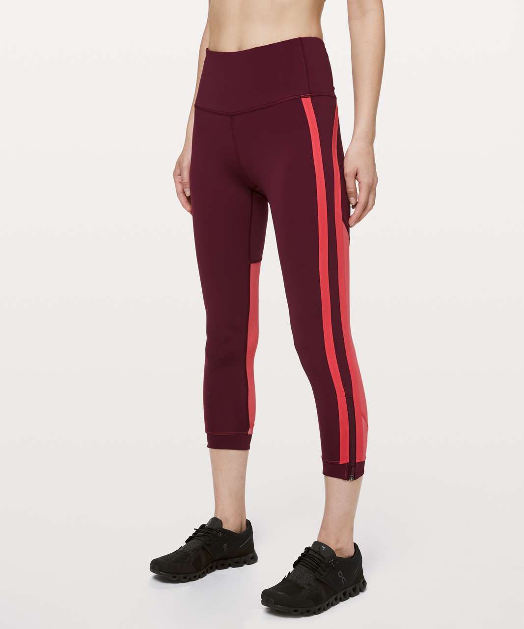 Lululemon Zip The Line Crop *23 - Deep Ruby / Poppy Coral