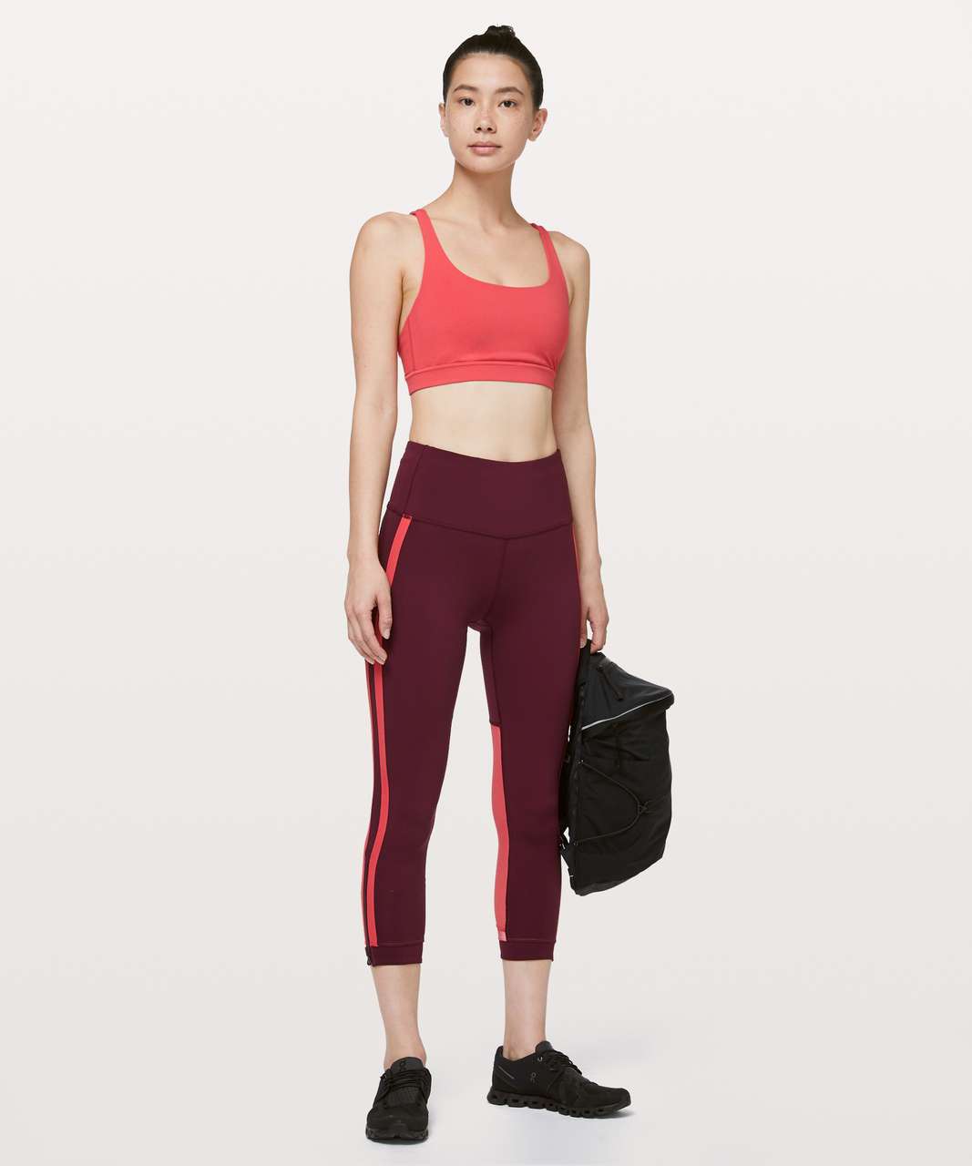 Lululemon Zip The Line Crop *23 - Deep Ruby / Poppy Coral