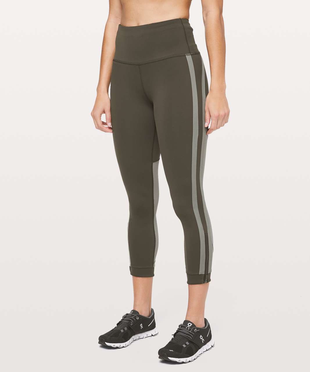 Lululemon Zip The Line Crop *23 - Dark Olive / Grey Sage