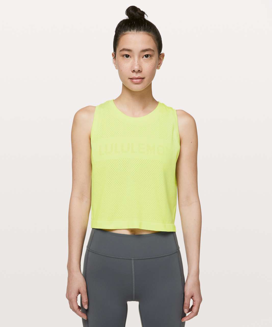 Lululemon Breeze By Muscle Crop Tank *lululemon - Florid Flash / White