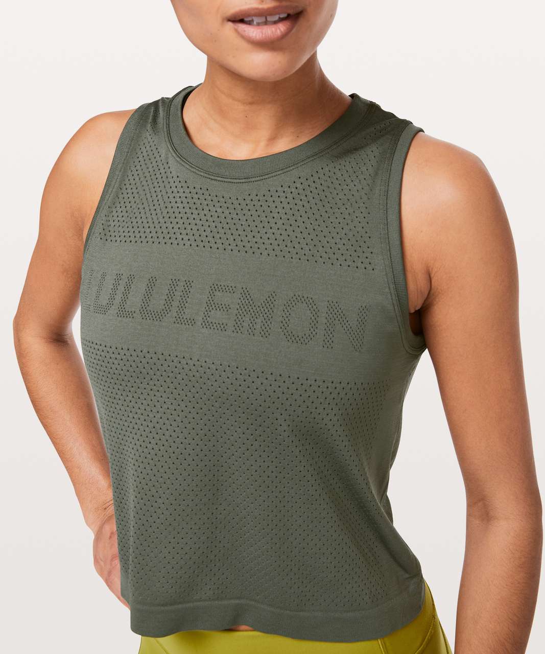 Lululemon Breeze By Muscle Crop Tank *lululemon - Grey Sage / Grey