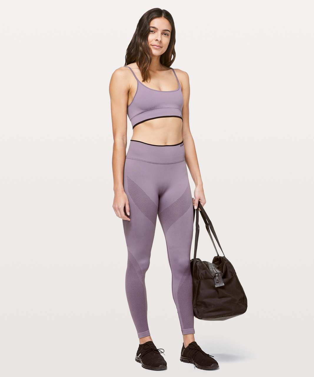 Lululemon Women Iconic Sweat Tight 28” Seamless LW5BJSS GRHP/BLK Purple  Size 12