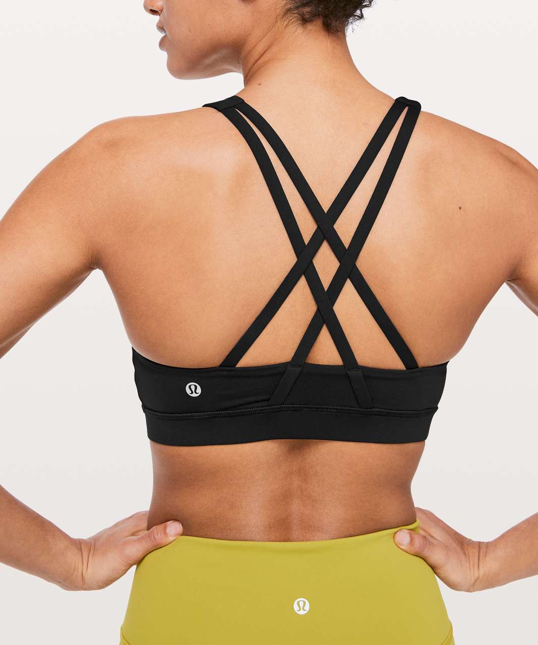 High Neck Strappy Sports Bra in Black