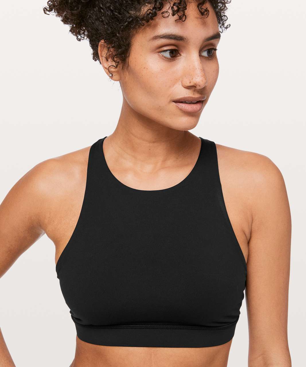 Lace Race High-Neck Sports Bra in Black