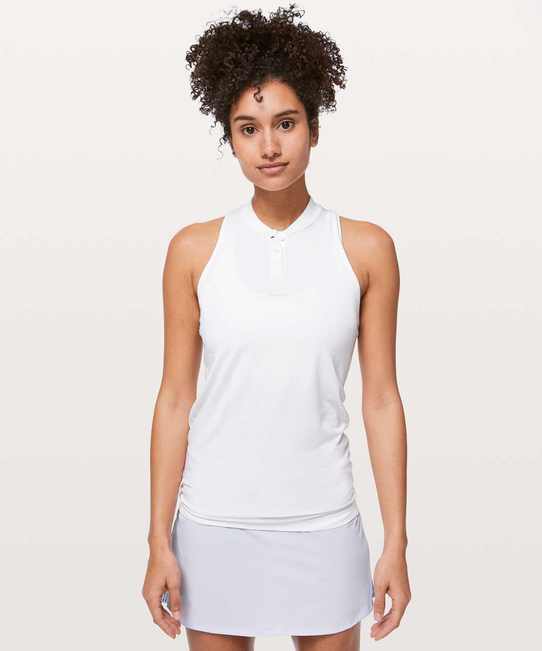 Lululemon Cropped Henley Tank Top - Heathered White / White - lulu