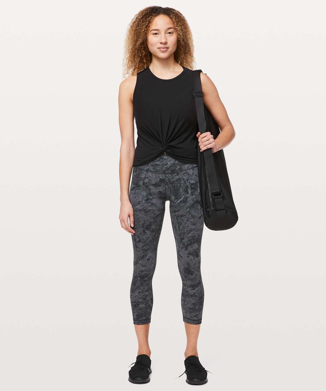 Lululemon Venus Crop - Deep Coal / Heathered Deep Coal - lulu fanatics