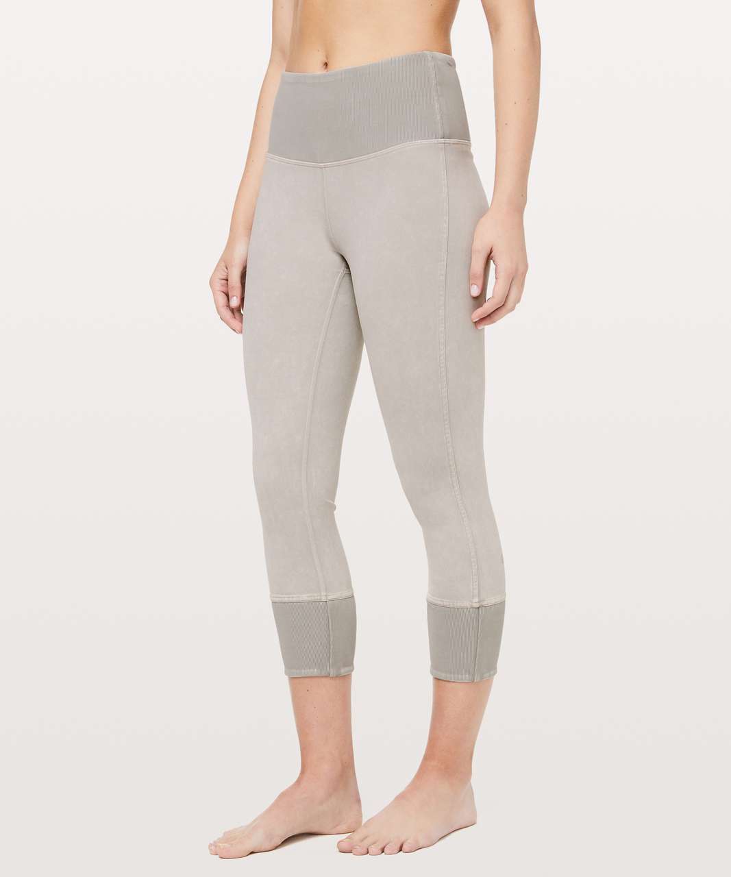 Lululemon Wunder Under Crop 23" *Ribbed - Washed French Clay